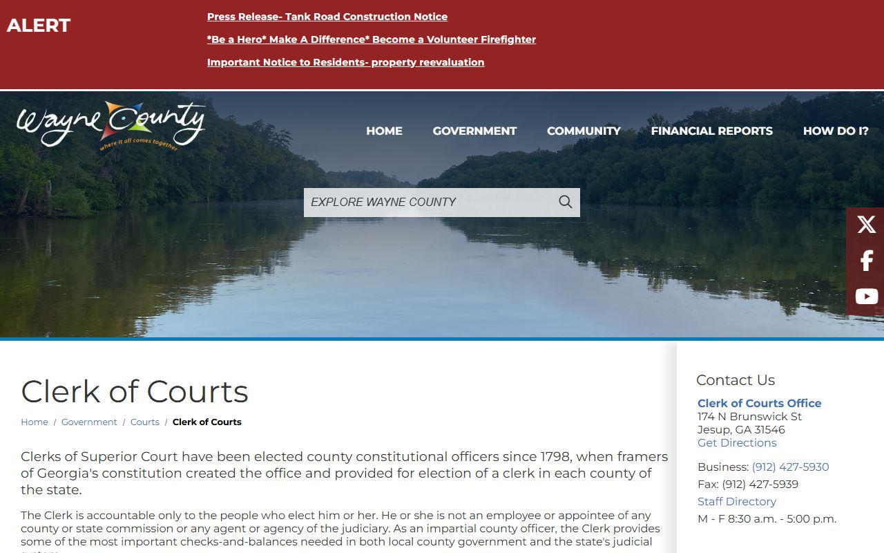 Wayne County Clerk records county Clerk of Courts profile