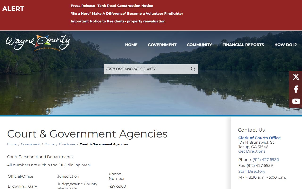 Wayne County court dockets agency directory