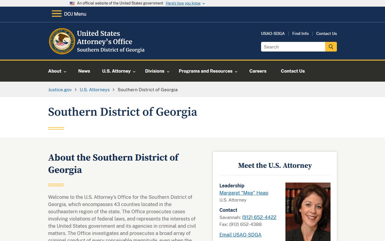 Wayne County criminal court records U.S. Attorney Southern District of Georgia