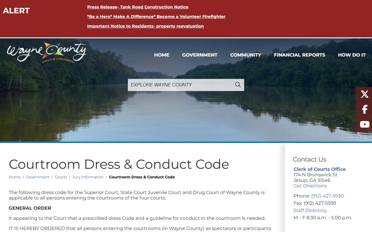 Wayne County Superior Court records courtroom conduct code