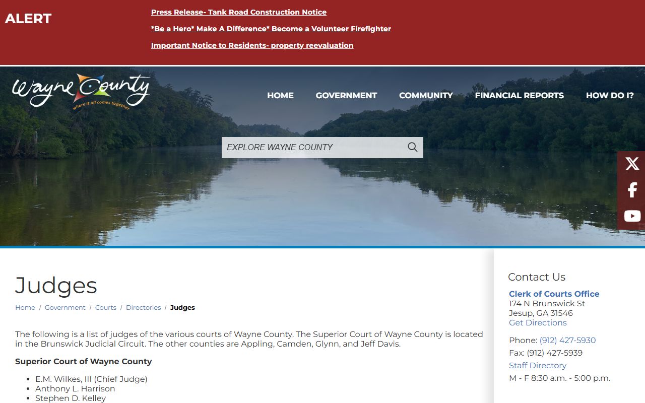 Wayne County Superior Court records judges directory
