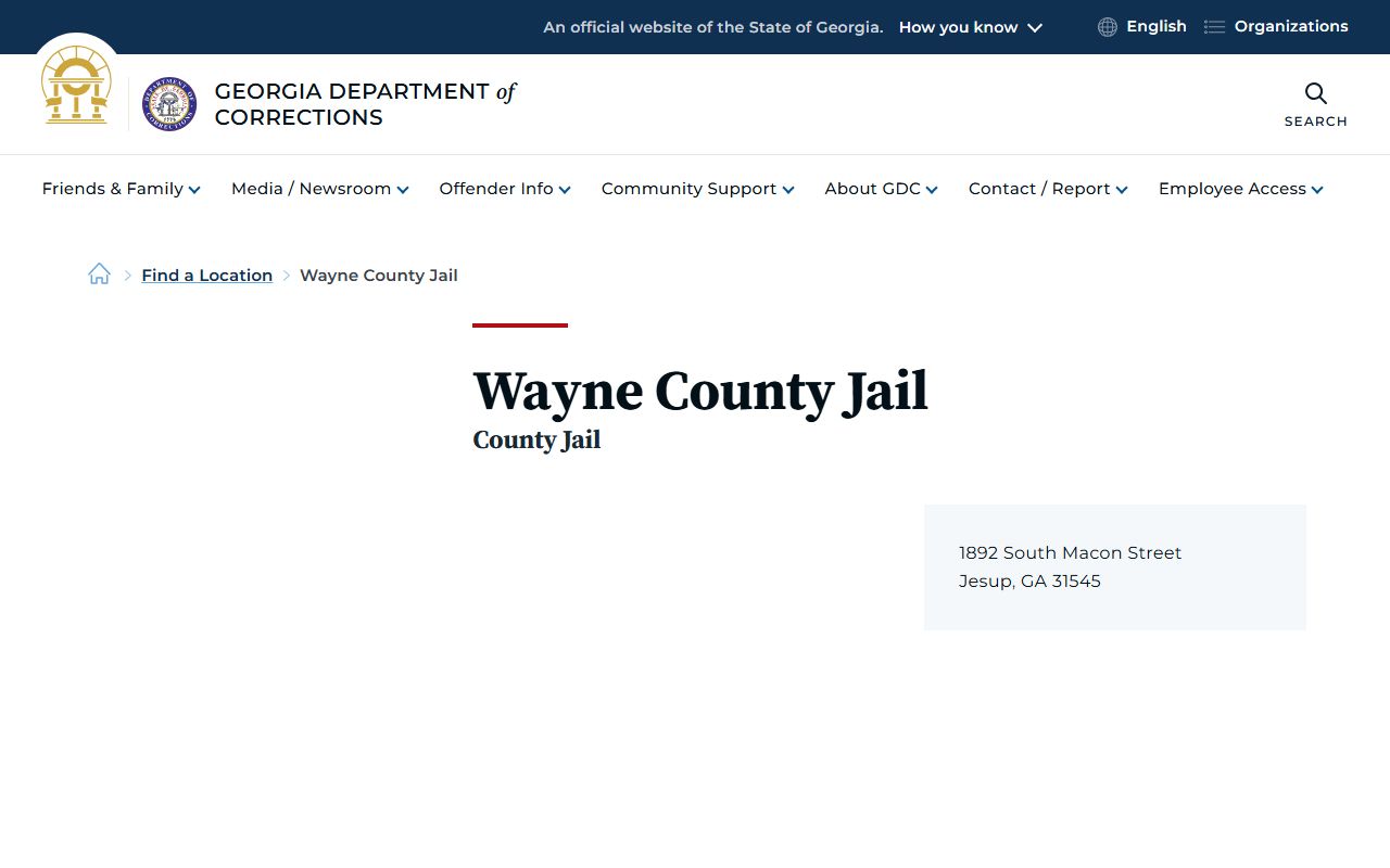 Wayne County inmate records jail location