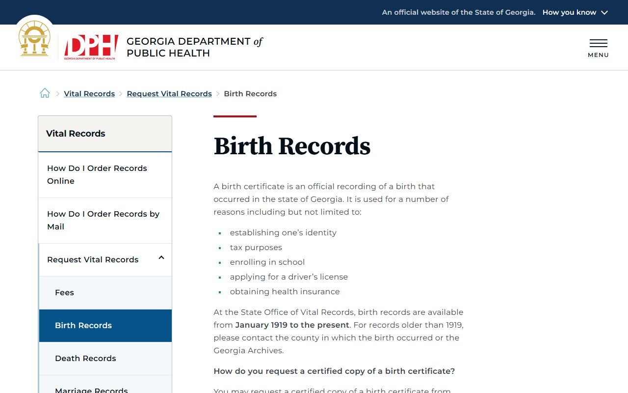 Wayne County marriage records Georgia DPH vital records gateway